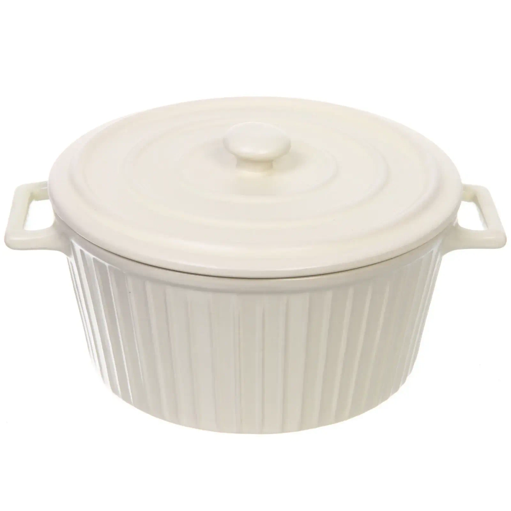 Кастрюля керамическая для запекания 2л «Акварель» 22*18*10см, молочная