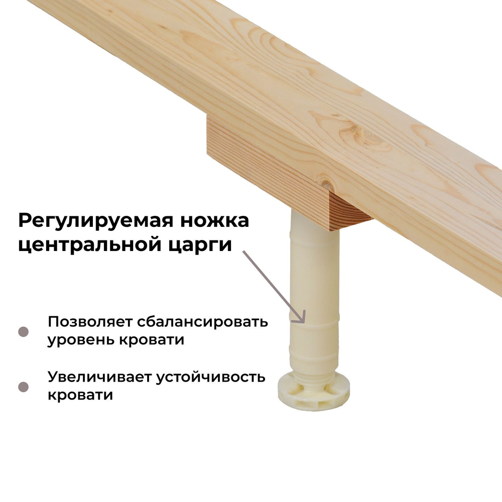 Кровать 180х200 Дубовая классика из массива дуба на ножках в стиле лофт, с настилом