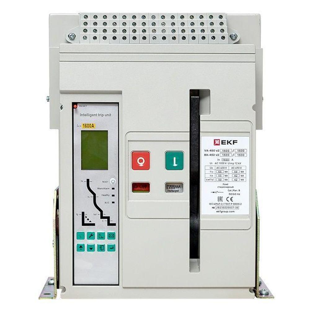 Выключатель автоматический 3п 1600/800А 65кА ВА-450 стац. v2 EKF mccb450-1600-800-v2