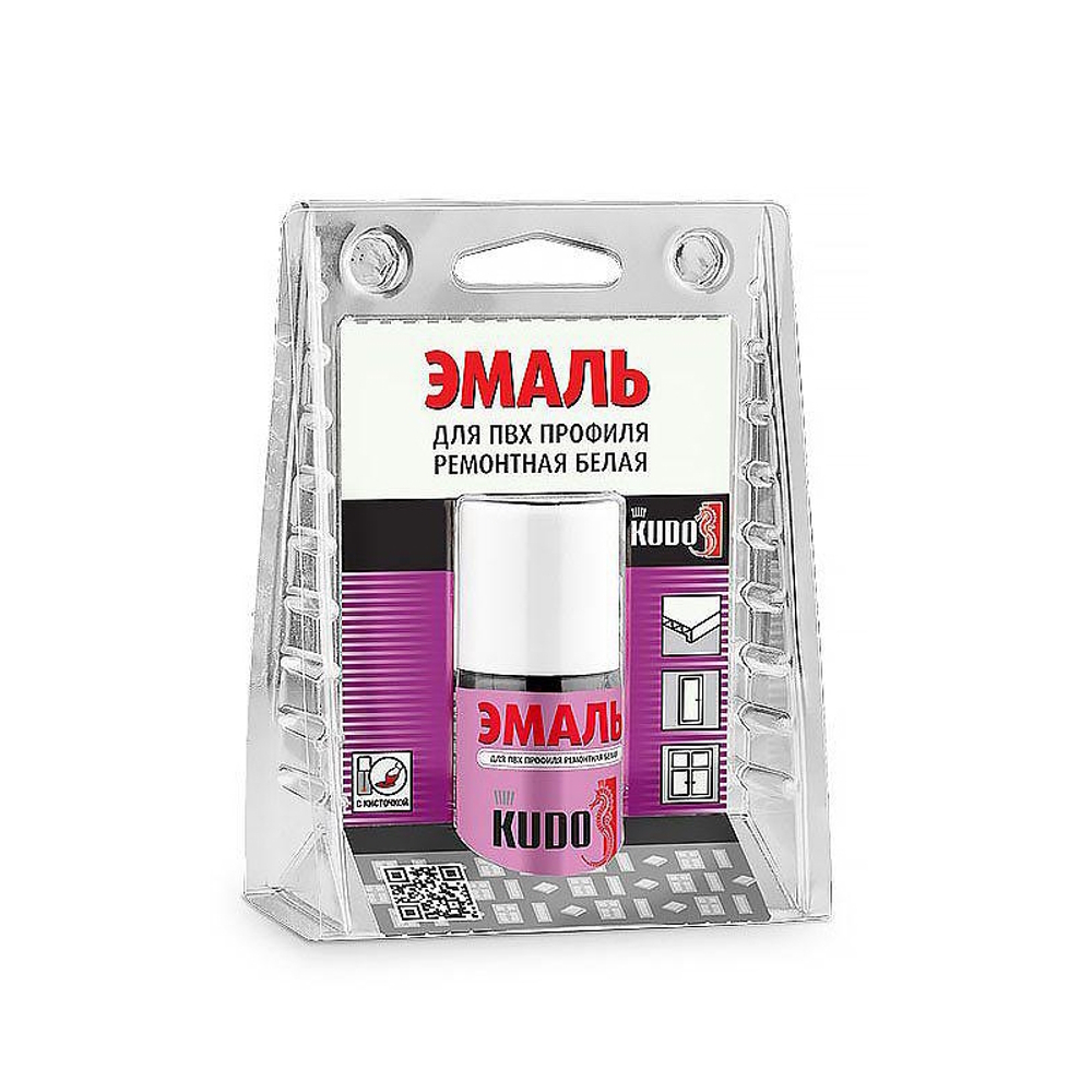 Эмаль аэроз. KUDO  для ПВХ профиля белая с кисточкой 15мл
