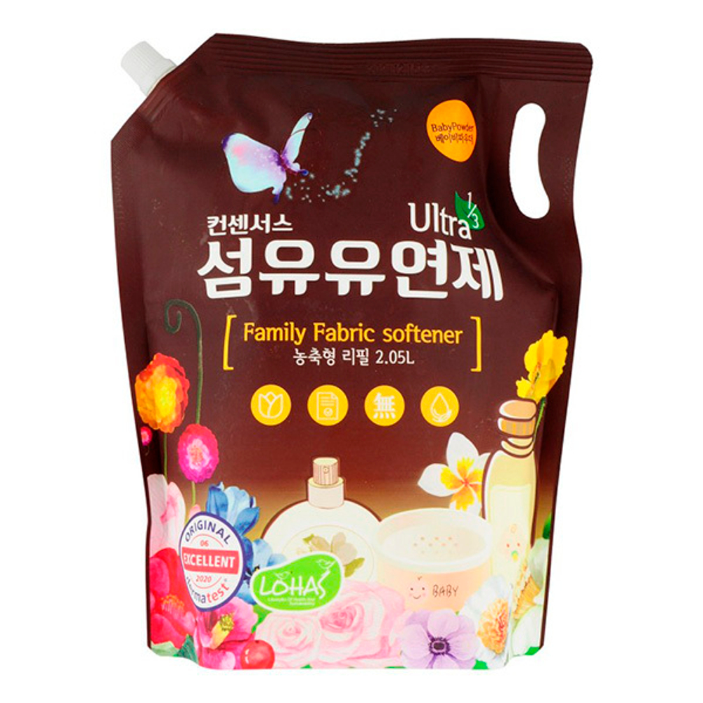 Суперконцентрированный кондиционер для белья с ароматом Детской Присыпки (для всей семьи) HB Global Consensus Fabric Softener 2,05л