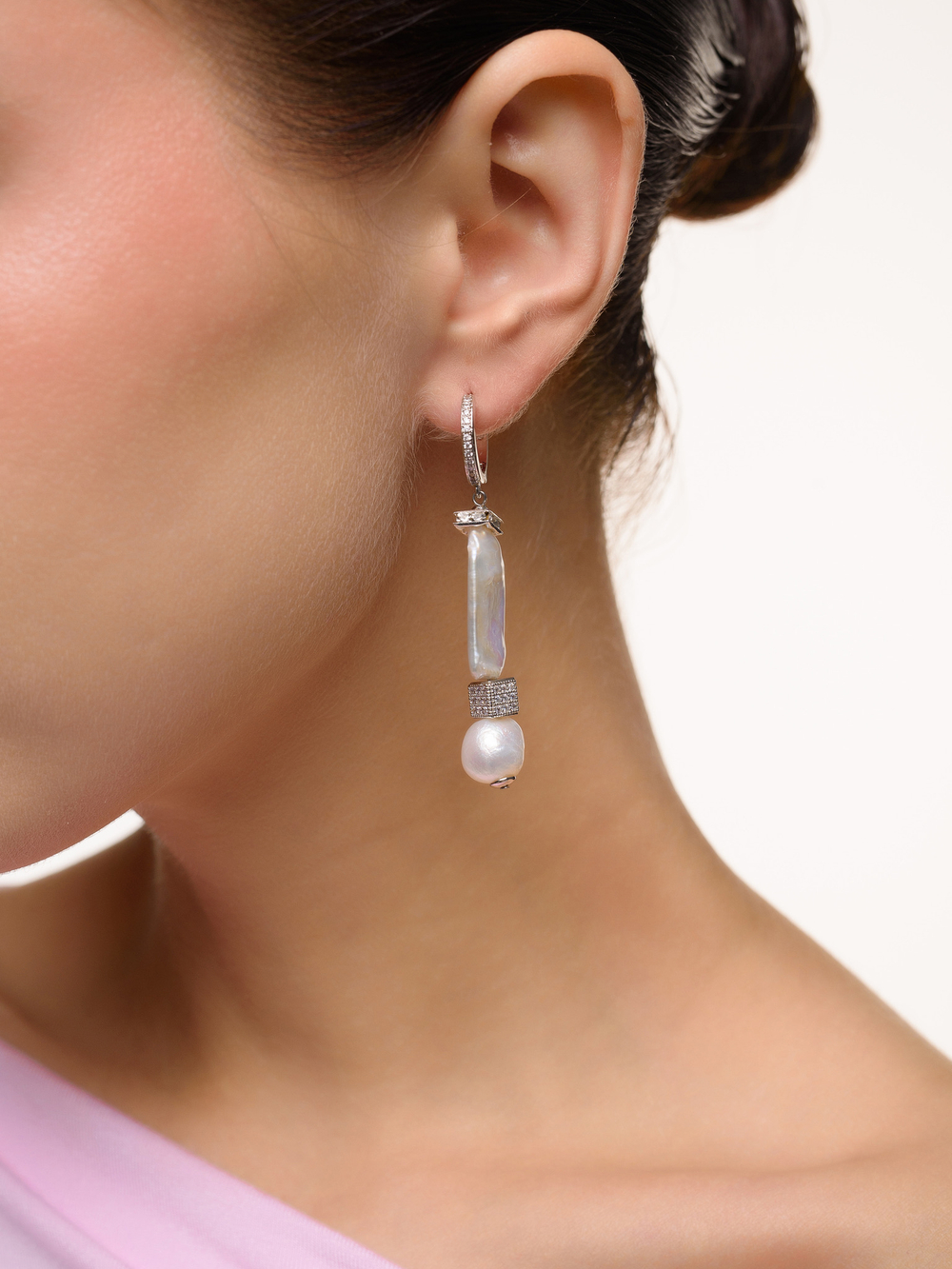 Серьги "Flat pearls" Silver