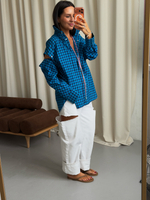 Рубашка трансформер в клетку сине-голубая