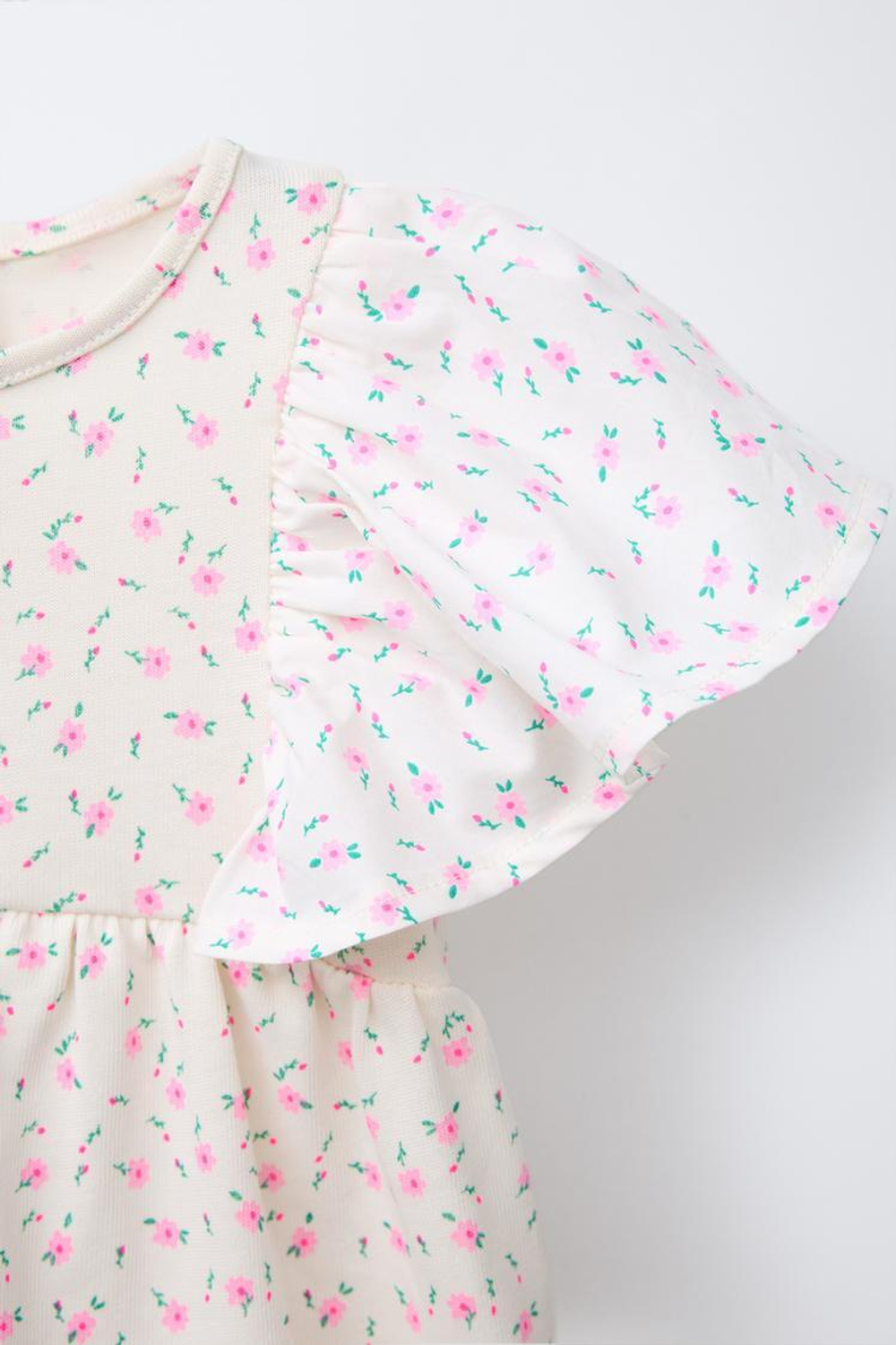 ZARA КОМБИНИРОВАННОЕ ПЛАТЬЕ С ВОЛАНАМИ, РОЗОВЫЙ