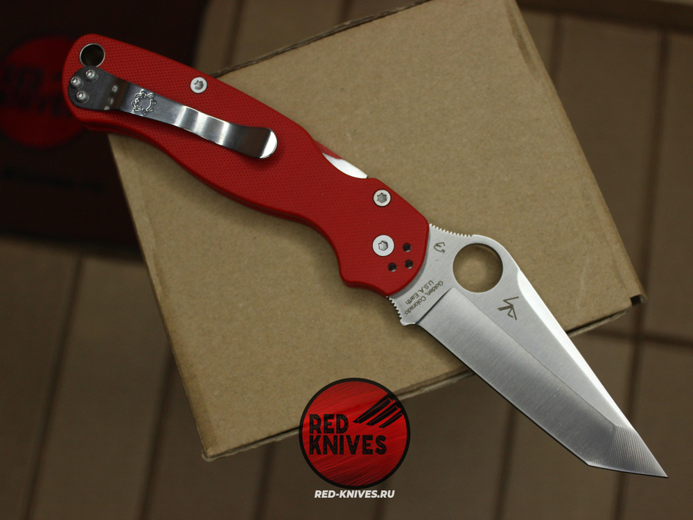 Нож Spyderco Paramilitary 2 Tanto G10 - красная рукоять, клинок сатин RK/472