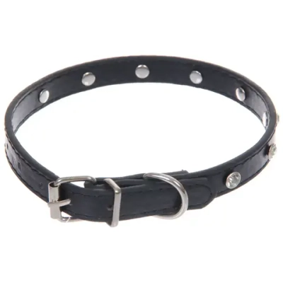 Ошейник для собак и кошек со стразами «На стиле», цвет черный, 1.5см, размер M, 30*35см (лейбл)