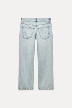 ZARA ДЖИНСЫ TRF CROPPED ПРЯМОГО КРОЯ С НИЗКОЙ ПОСАДКОЙ, ГОЛУБОЙ