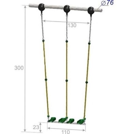 Качели для качания стоя двойные высотой 300 см, диаметр крепления на трубу 76 мм