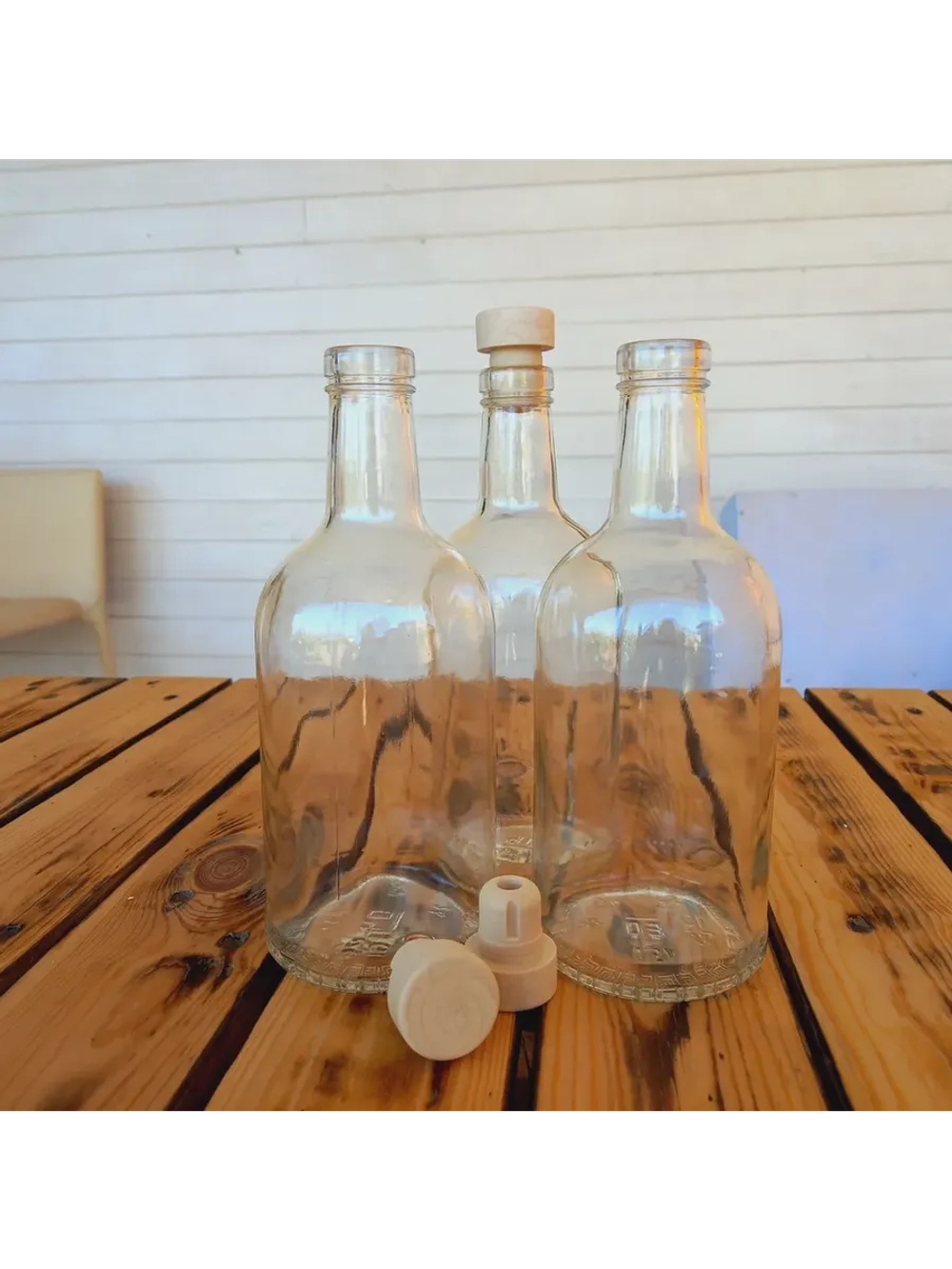 Бутылка стеклянная 1 литр, 6 штук с пробкой для настоек