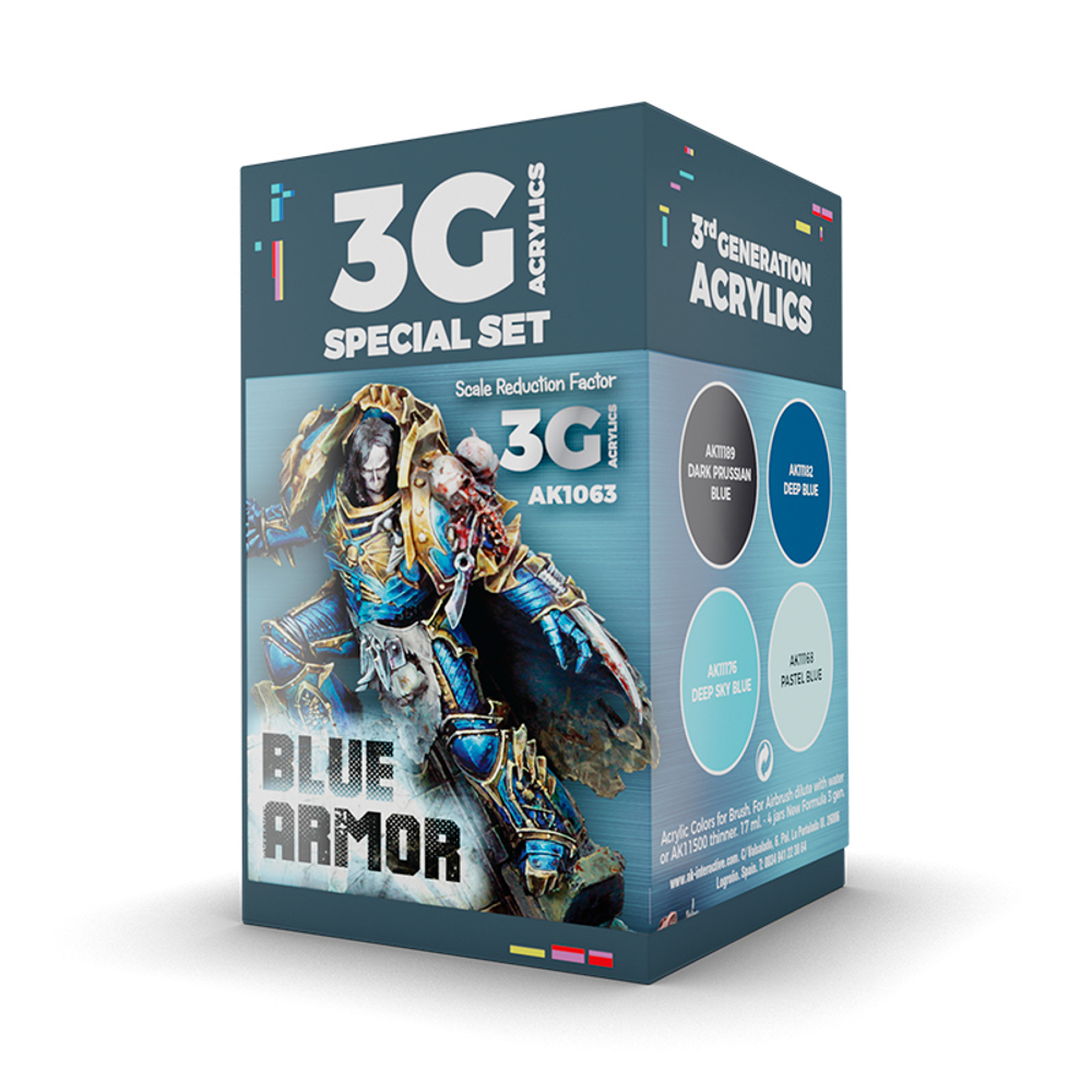 Набор красок AK interactive Blue Armor Wargame Color Set