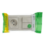 GLOSSA БЛОК: РОЗЕТКА без заземления + 2-клавишный ВЫКЛЮЧАТЕЛЬ, БЕЖЕВЫЙ