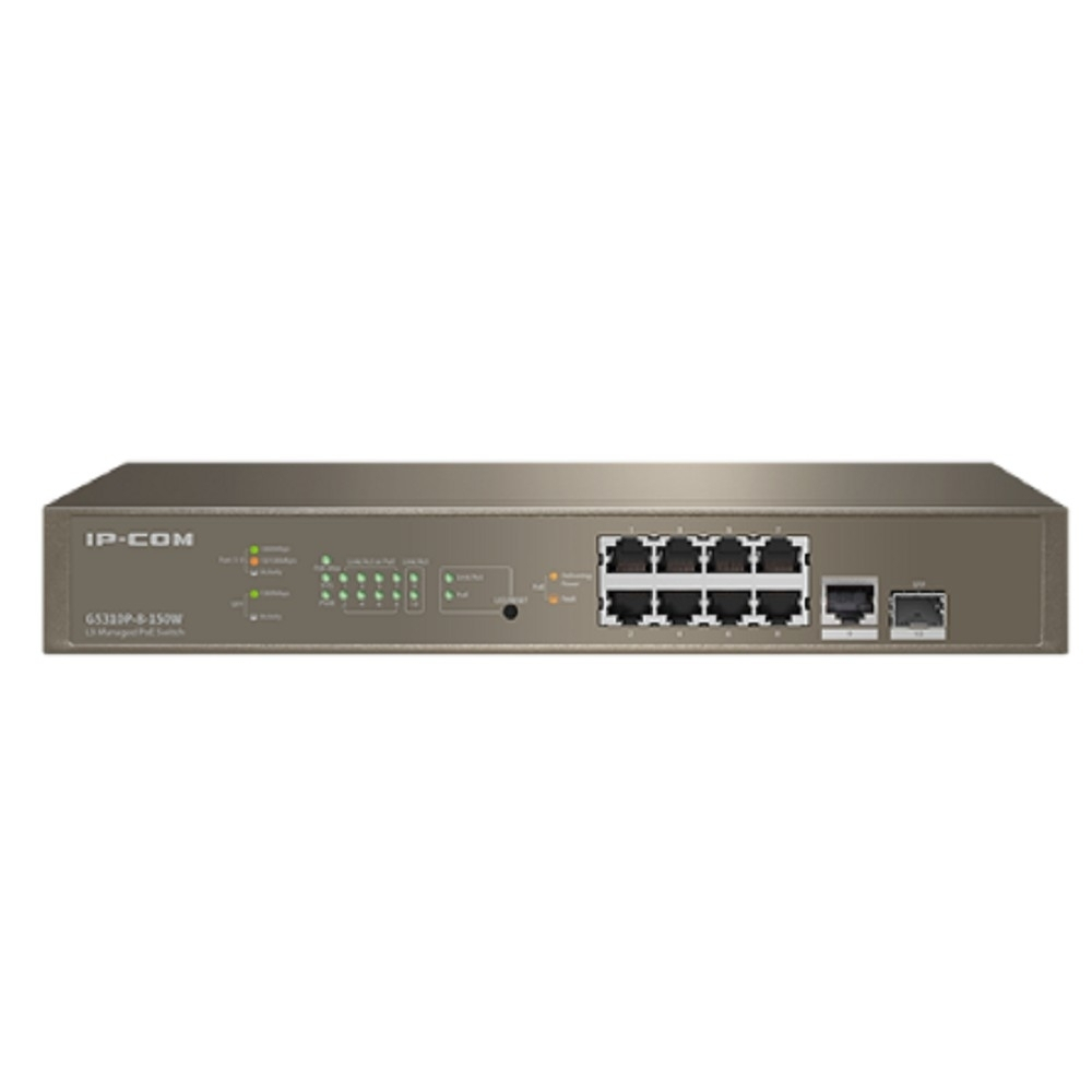 Коммутатор IP-COM G5310P-8-150W L3 Коммутатор PoE управляемый 8-Ports 10 / 100 / 1000 Base-T + 1-Port 1000 Base-X SFP / 8-Ports PoE (PoE бюджет 130W)
