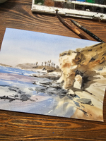 Картина авторская акварельная в паспарту 30х40 см на стену для интерьера "Море в стиле Энди Эвансона "