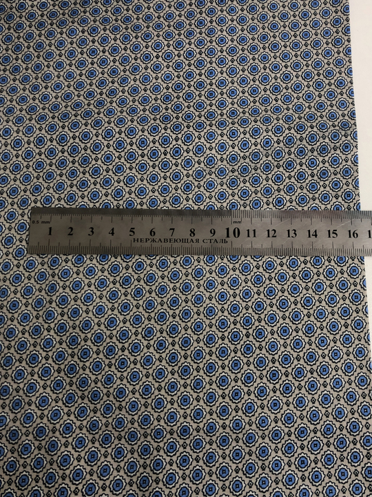 Поплин принт, геометрия беж на серо-голубом