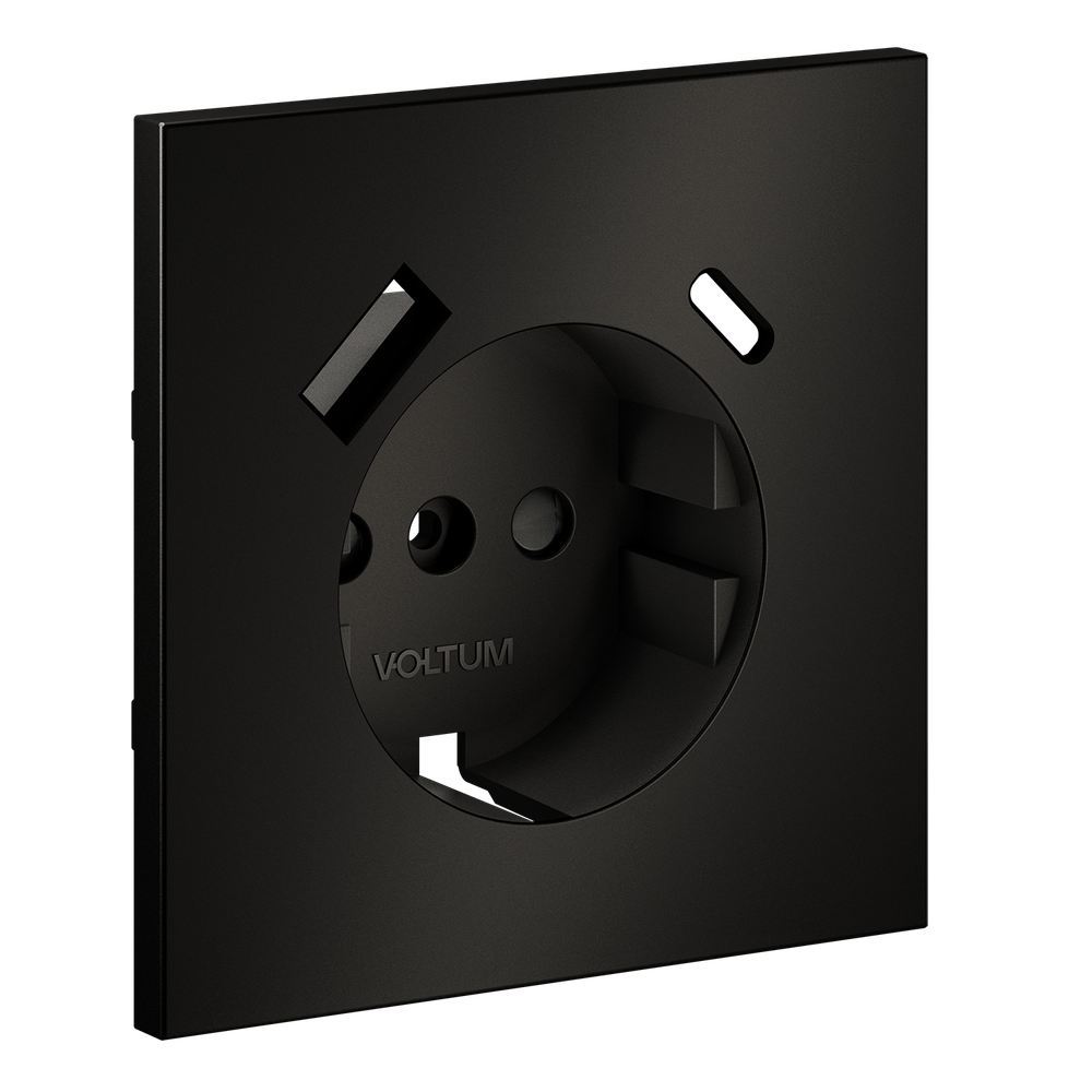 Накладка для розетки с заземлением и защитными шторками, с USB A+C, S70 Metal (антрацит)