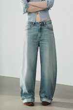 TRF СКЛАДНЫЕ ДЖИНСЫ С НИЖНЕЙ ЛИНИЕЙ ТАЛИИ - zara
