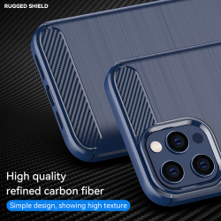 Чехол синего цвета с дизайном под карбон на IPhone 12 Pro Max, серия Carbon от Caseport