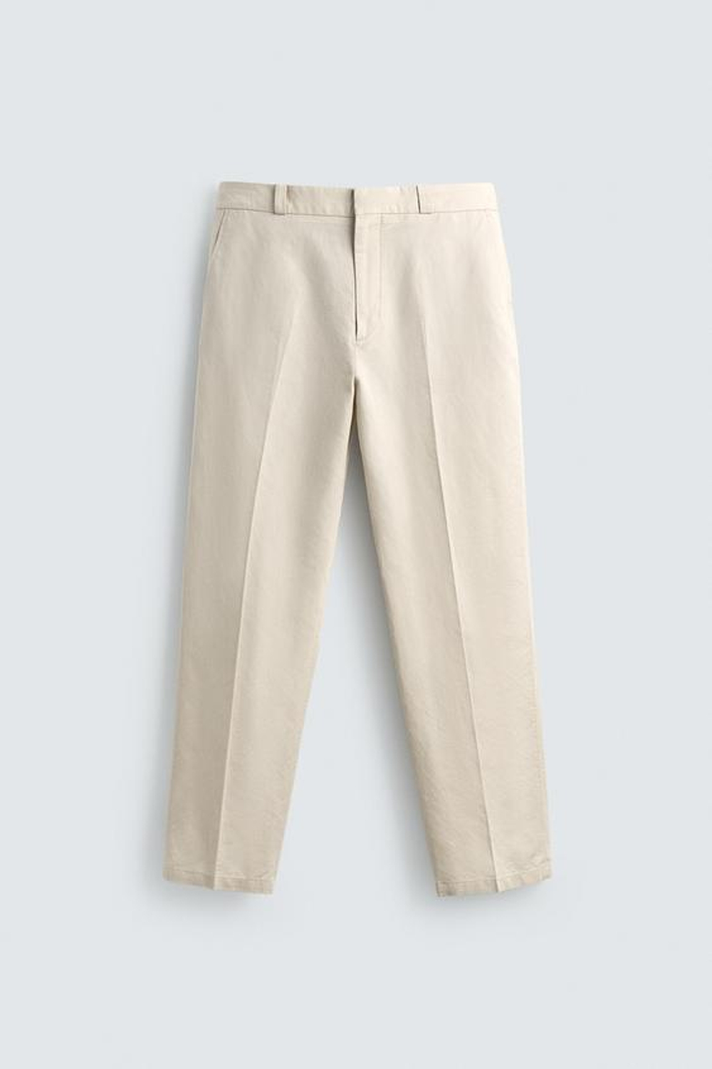ZARA ПРЯМЫЕ БРЮКИ ЧИНОС ИЗ ХЛОПКА И ЛЬНА, ПЕСОЧНЫЙ