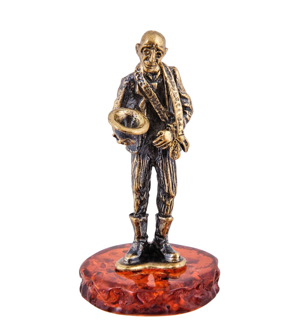 Народные промыслы AM-3665 Фигурка «Киса Воробьянинов» (латунь, янтарь)