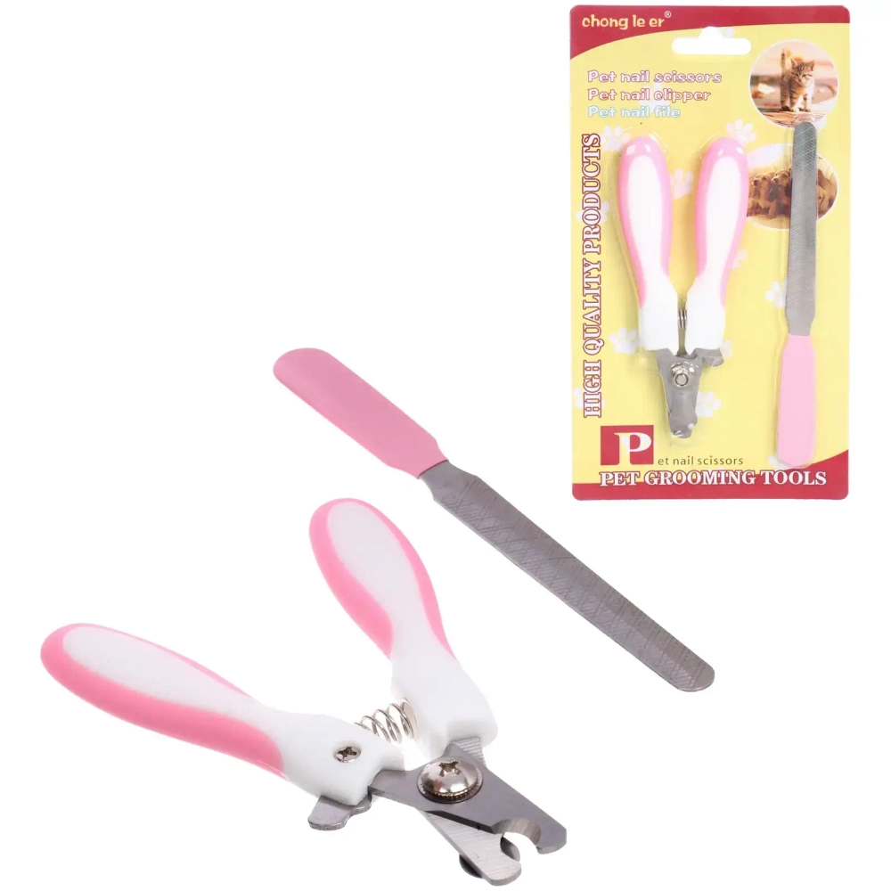 Набор для груминга «Великолепный Бро», когтерез и пилка, цвет белый/розовый (блистер U)