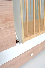 Кровать детская с комодом и ящиками "Колибри - 1" (белый/гикори)