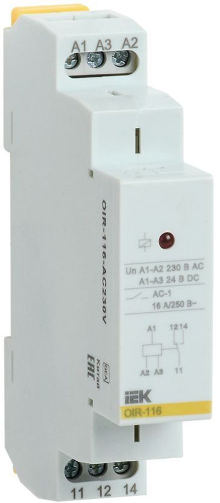 Реле промежуточное модульное OIR 1 контакт 16А 230В AC IEK