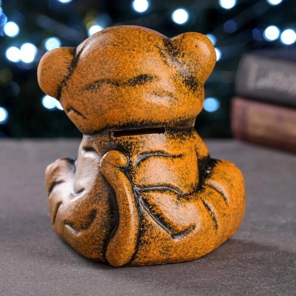 Копилка "Тигренок с сердцем" малая, рыжая, 13,5х15х13,5см 6989245