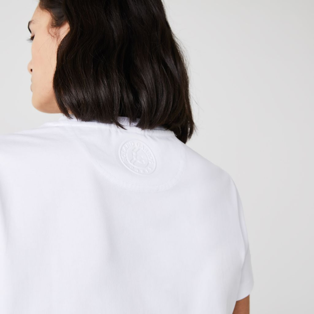 Женская теннисная футболка Lacoste SPORT Graphic Roland Garros - white/blue marine