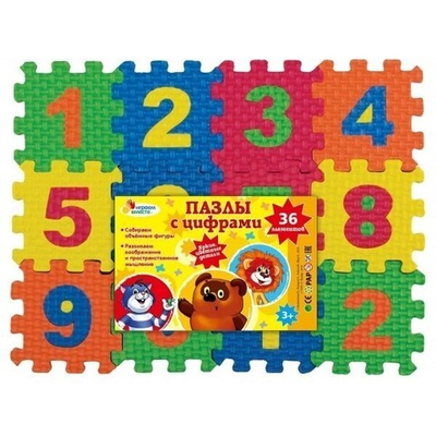 Мягкие пазлы Союзмультфильм с цифрами 36 элементов 5х5см