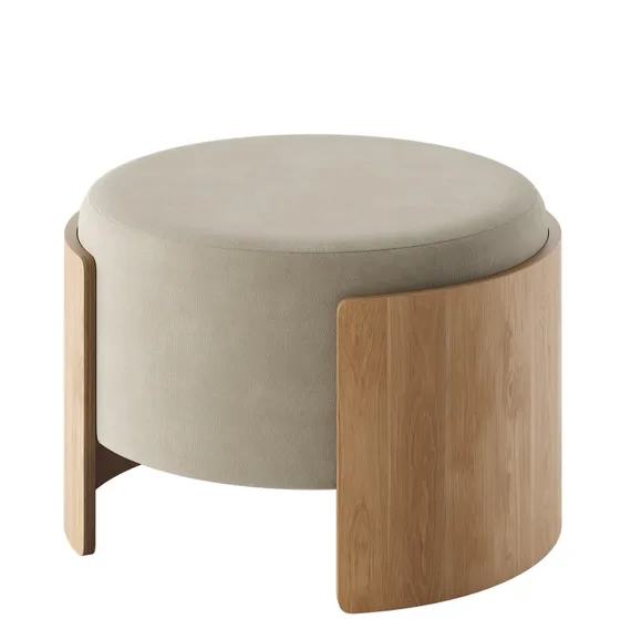 Банкетка Lagom D 62 см (светло-бежевый FiberGuard, натуральный дуб)