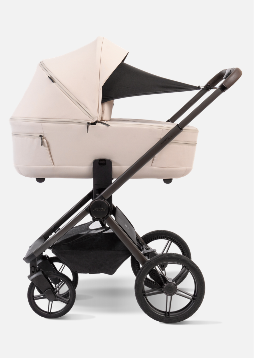Peppy Коляска детская Monaco thermo 2 в 1 Beige (бежевый), рама серо-коричневая