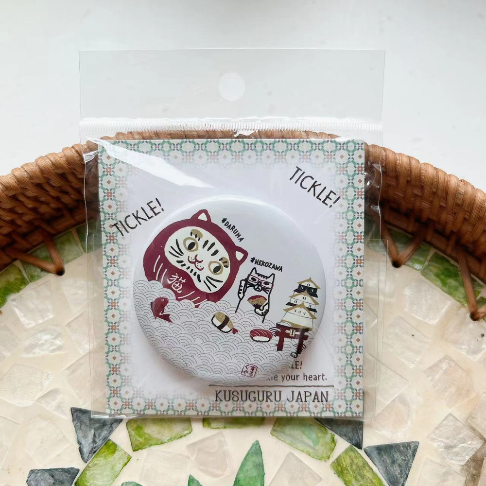 Значок металлический с котом NEKOZAWA, "Кот-самурай", диам. 5,8 см, 7687-8, KUSUGURU