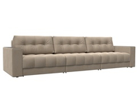 Диван прямой с декором Лига-049 НПБ Лонг, SEVEN 729 ВЕЛЮР бежевый