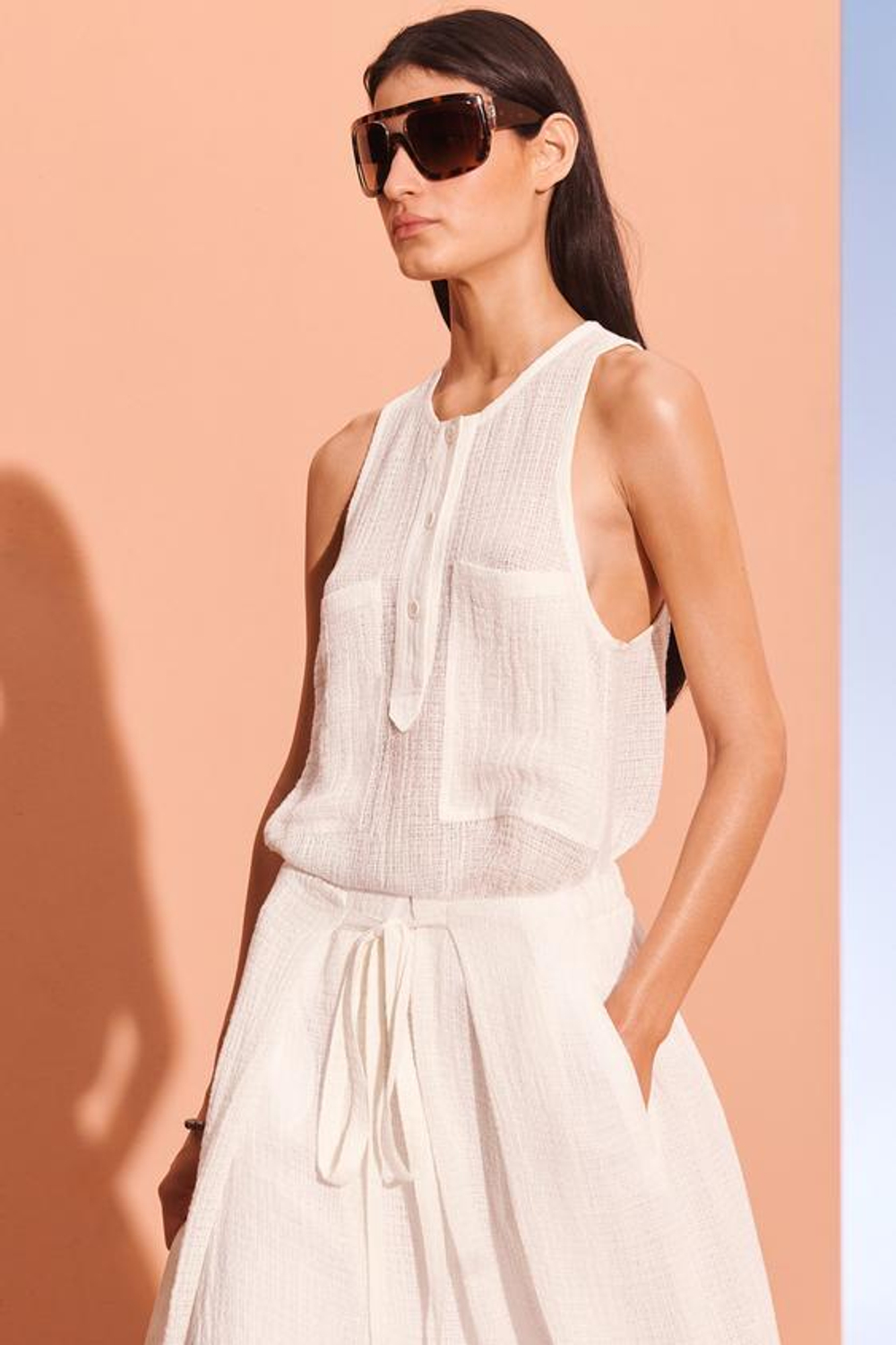 ZARA ЮБКА МИДИ СО СРЕДНЕЙ ТАЛИЕЙ, ЖЕЛТОВАТО-БЕЛЫЙ