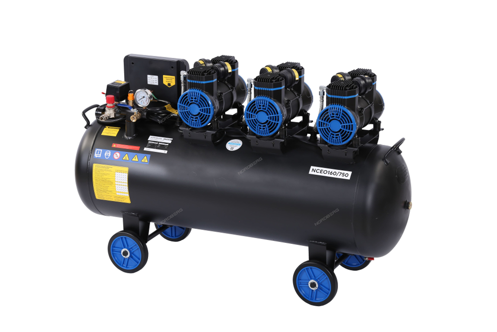 Компрессор безмасляный 380 В, ресивер 160 л, 750 л/мин NORDBERG NCEO160/750