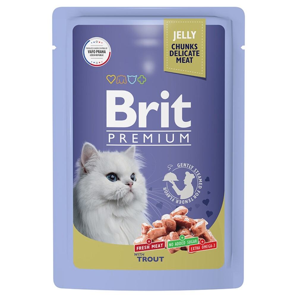Brit Premium консервы для кошек с форелью в желе 85 г (пакетик)