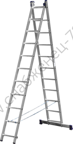 СИБИН 11 ступеней, со стабилизатором, алюминиевая, двухсекционная лестница (38823-11)