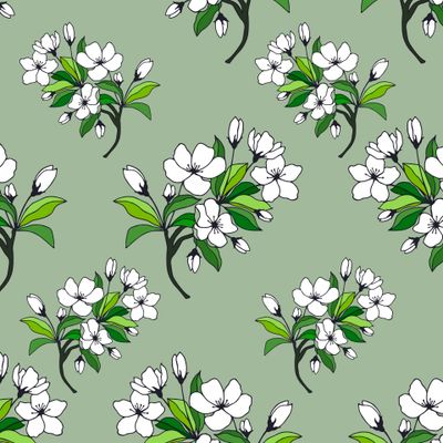Apple tree flowers seamless pattern.