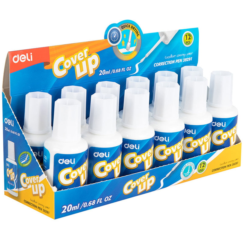 Корректирующая жидкость DELI, 20 мл, с кисточкой