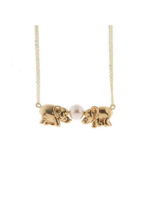 "Веселые слоники" колье в золотом покрытии из коллекции "Животные" от Jenavi с замком карабин