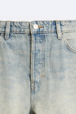 ZARA ДЖИНСЫ STRAIGHT-LEG, ЗЕЛЕНОВАТО-СИНИЙ