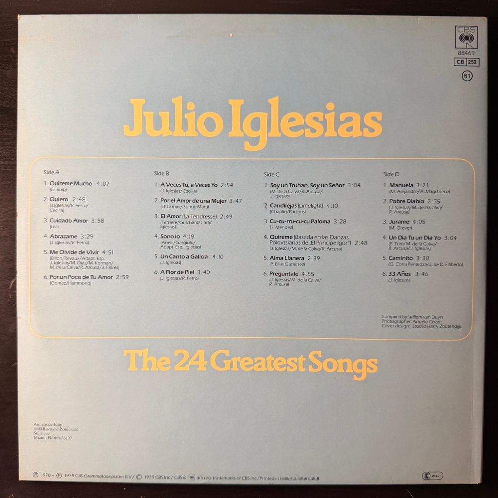 Julio Iglesias ‎– The 24 Greatest Songs 2LP (Голландия 1979г.)