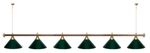 Лампа STARTBILLIARDS 6 пл. (плафоны зеленые,штанга золотая,фурнитура золото)