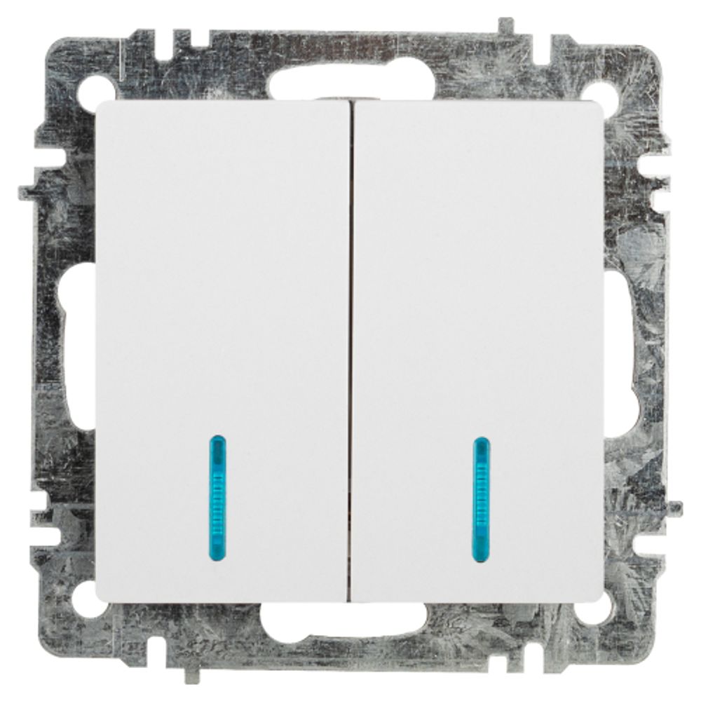Выключатель Intro Accent 6-105-01 двойной с подсветкой, 10А-250В, IP20, СУ, AL/CU, белый | Intro