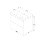 База под раковину, подвесная, 60 см, 2 ящика, орех