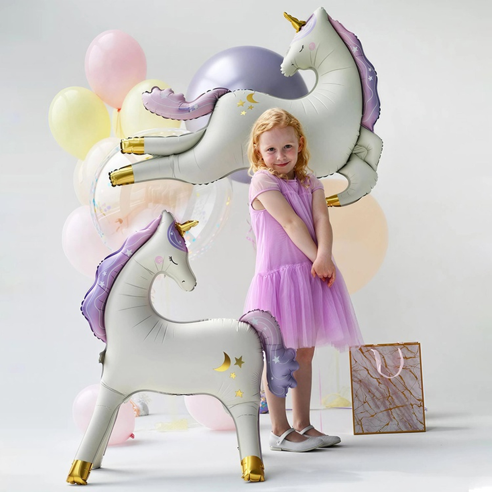 Фольгированный шар-фигура «Летящий единорог» сатин, 115 см