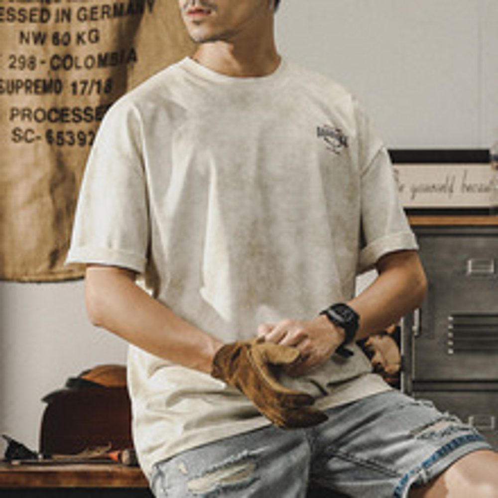 Футболка BASEBALL варёный окрас с короткими рукавами от бренда JIELEINUO.