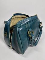 Женская сумка-саквояж из натуральной кожи цвета морской волны