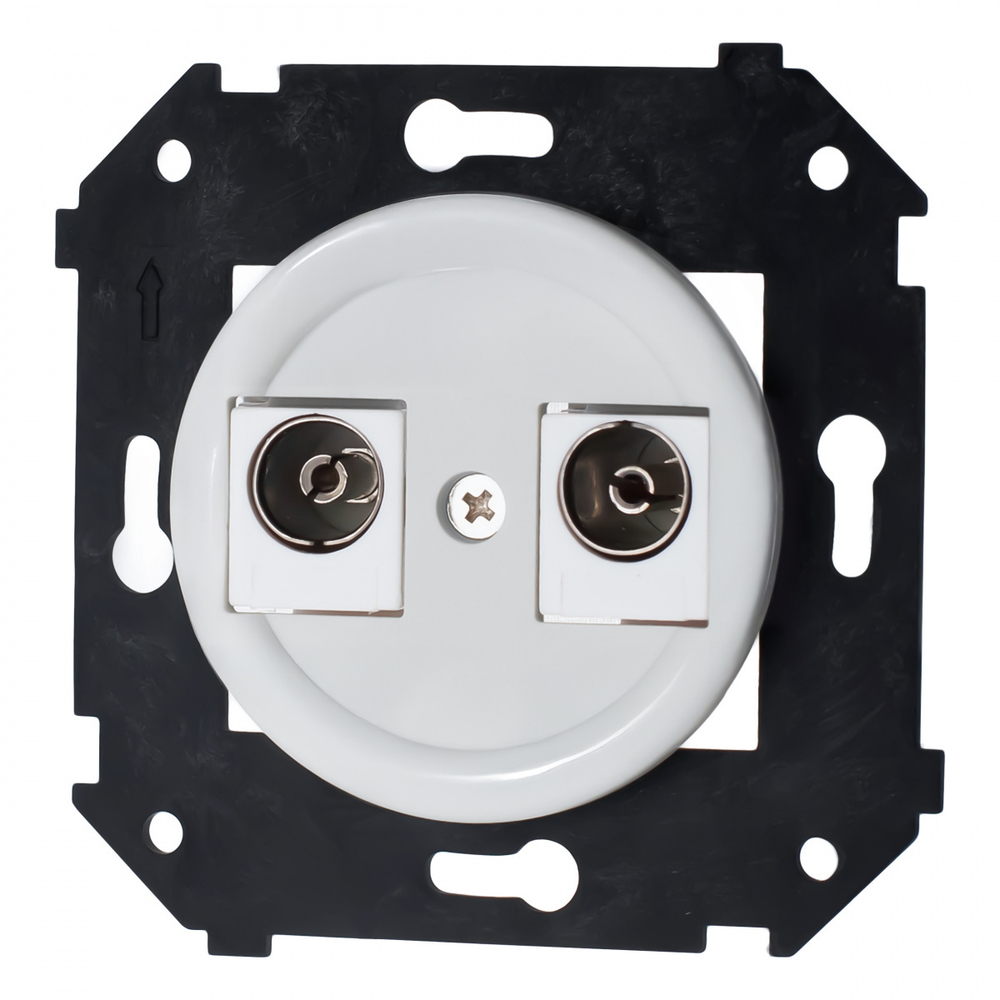 Розетка телевизионная двойная, оконечная, пластик, цвет белый B3-306-21