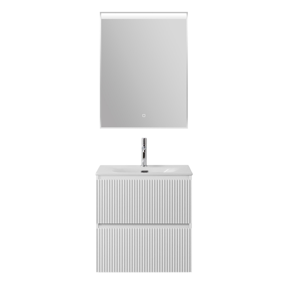 Тумба с раковиной подвесная BelBagno UNO-600-2C-SO-BO Bianco Opaco, раковина белая BB-8099-60